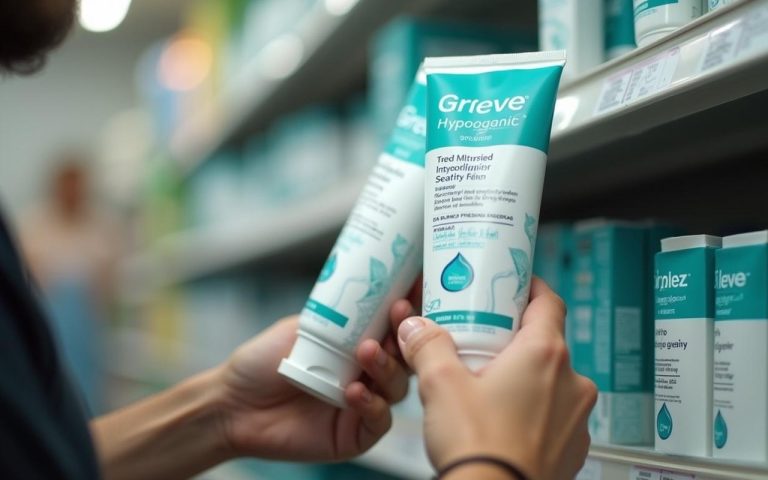 Personne cherchant des dentifrices hypoallergéniques en magasin.