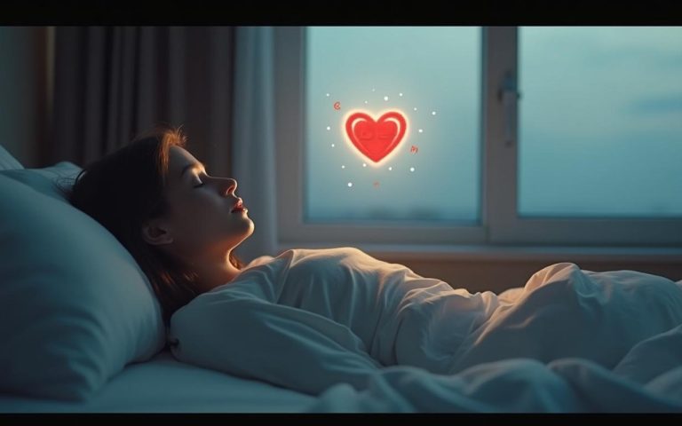 Une personne rêveuse avec un cœur stylisé symbolisant les émotions et le stress