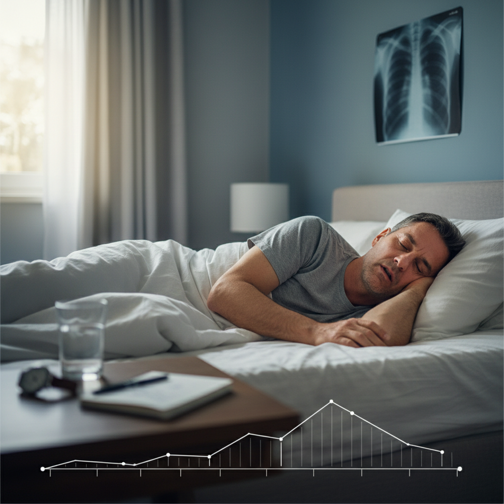 Illustration réaliste sur Apnée du sommeil : réduire l’espérance de vie de 12 ans sans traitement