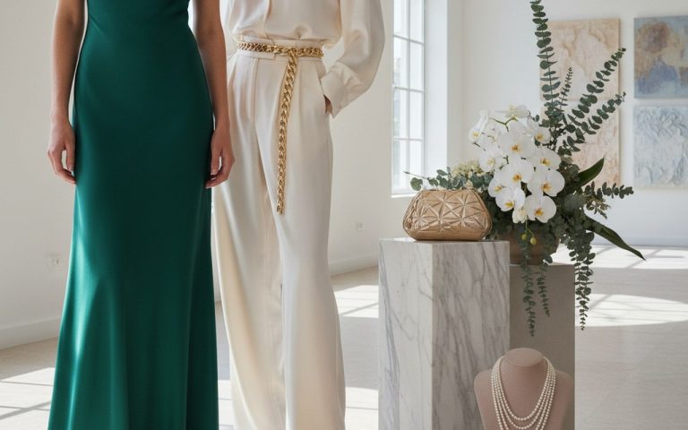 Vêtements en satin élégants dans un cadre lumineux, illustrant la brillance et la texture du satin.
