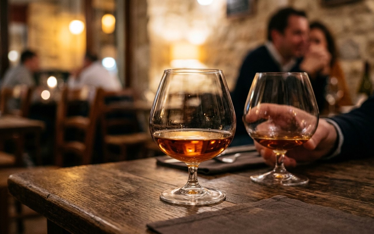 Verres de cognac servis entre amis