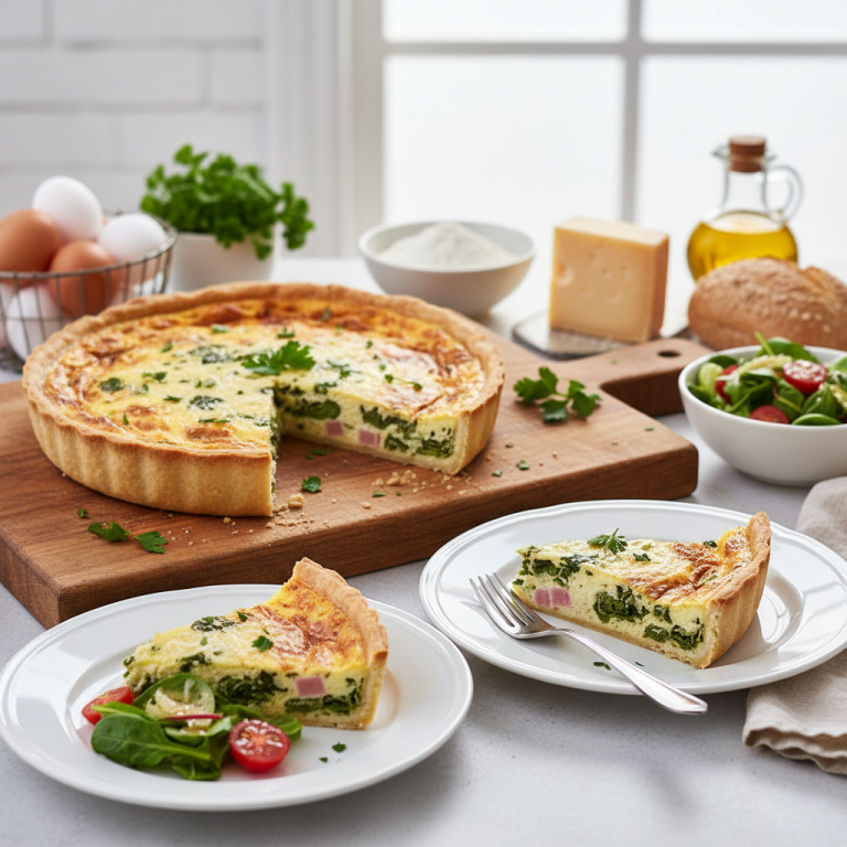 Illustration réaliste sur Nutrition quiche : un plat français équilibré et savoureux