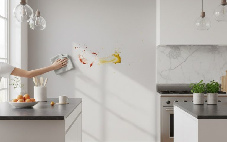 Cuisine moderne avec peinture lessivable, résistante aux taches et à l'humidité.